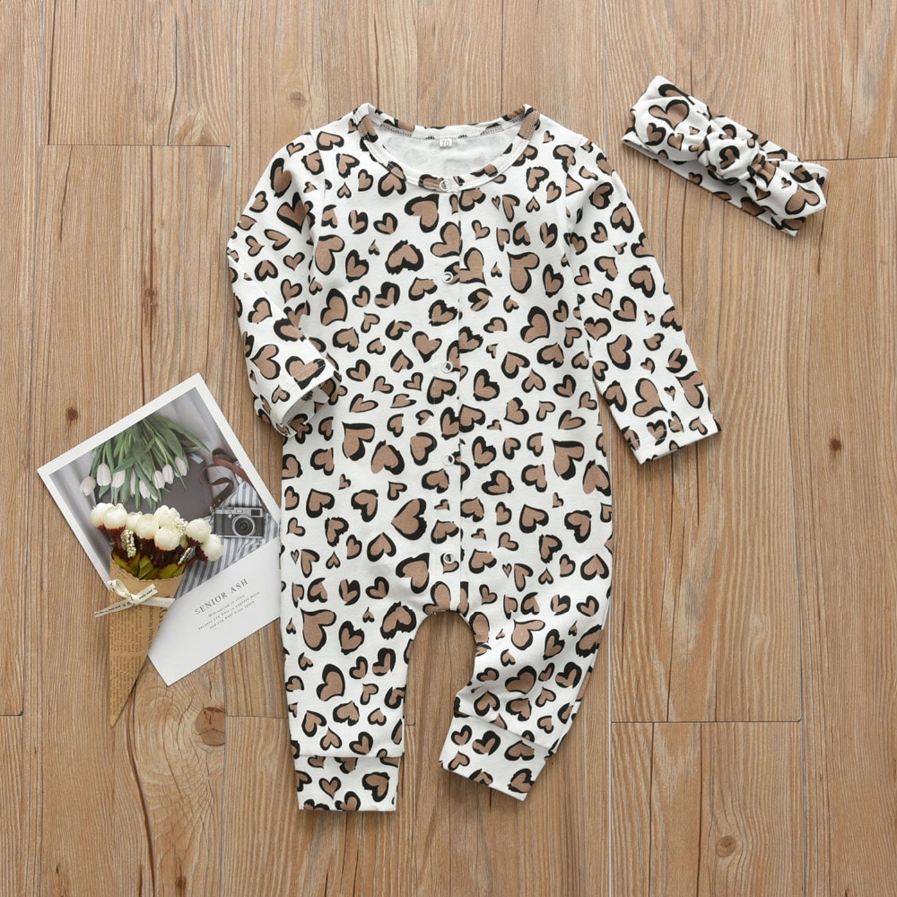 Baby Girl's Leopard Print Romper and Headband Set