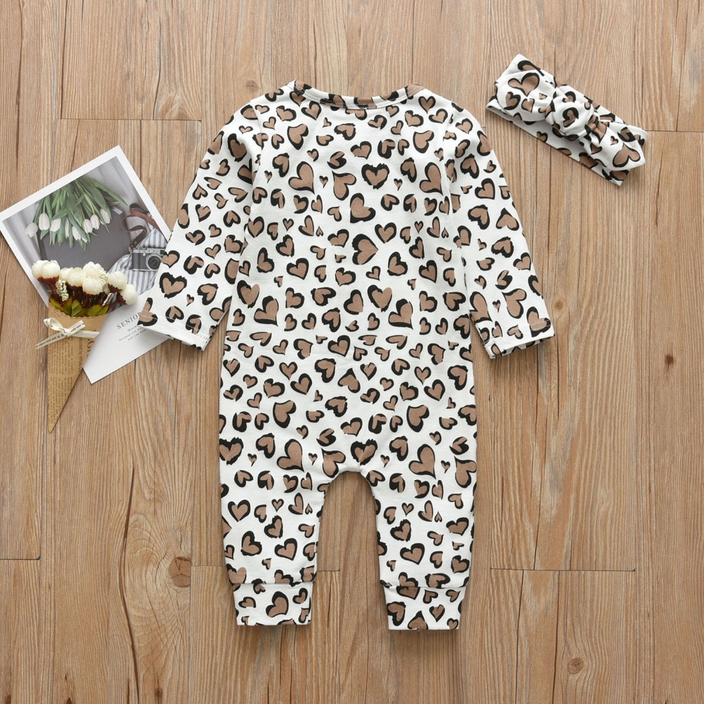 Baby Girl's Leopard Print Romper and Headband Set