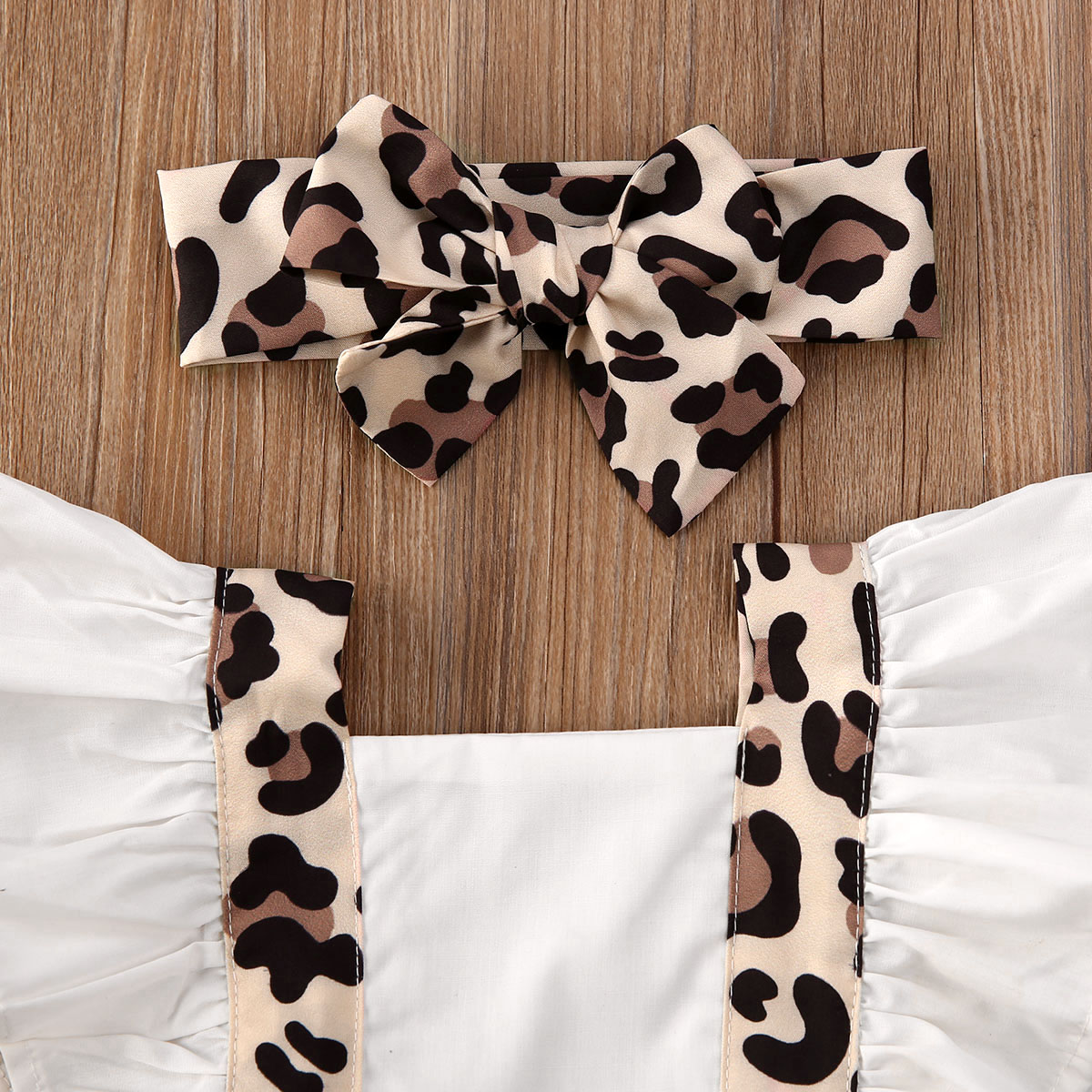 Summer Leopard Romper with Headband for Baby Girls