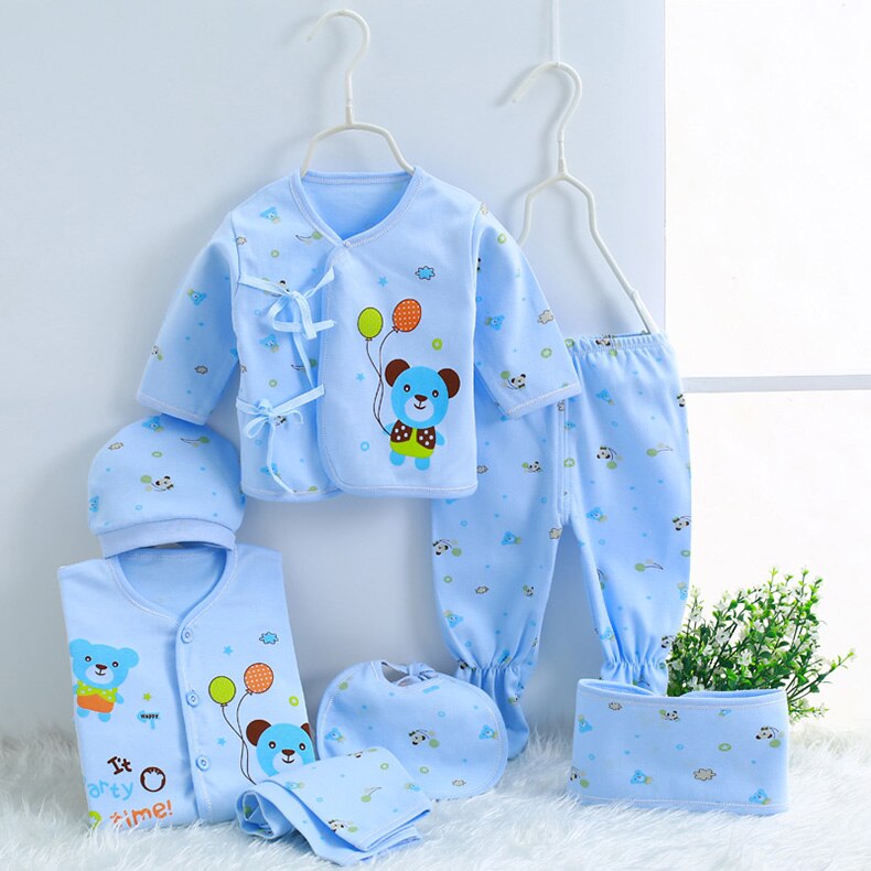 Newborn Baby's Cotton Clothing 7 Pcs Set