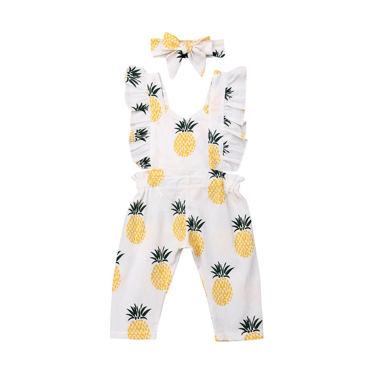 Baby Girl's Pineapple Romper and Headband 2 Pcs Set