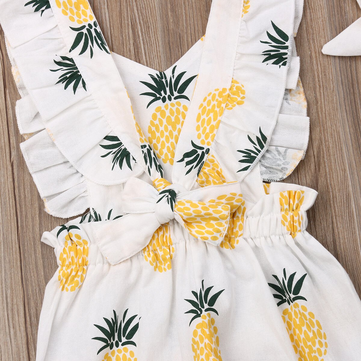 Baby Girl's Pineapple Romper and Headband 2 Pcs Set