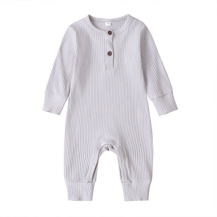 Baby's Ribbed Fabric Long Sleeve Romper