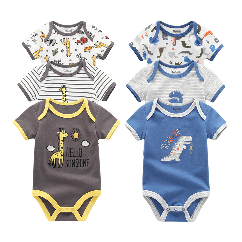 Newborn Babies Summer Printed Romper Set 3 Pcs
