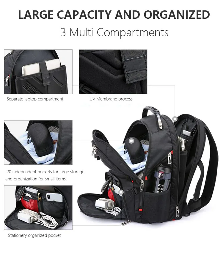 Men's Multifunctional Waterproof Backpack with USB Support