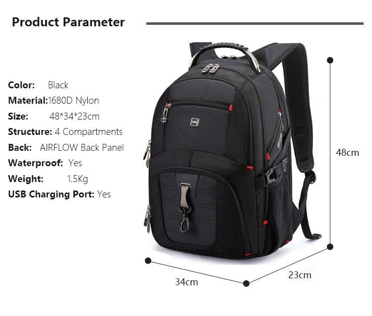 Men's Multifunctional Waterproof Backpack with USB Support