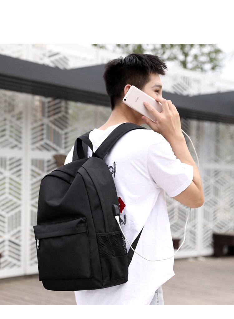 Men's Basic Backpack with USB Charging