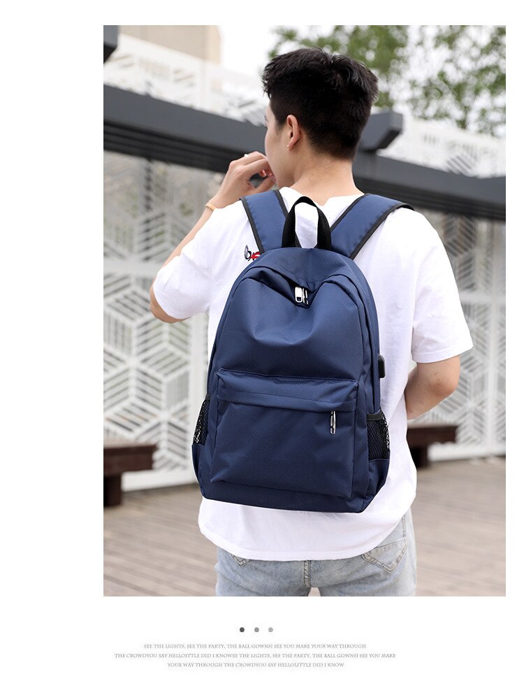 Men's Basic Backpack with USB Charging