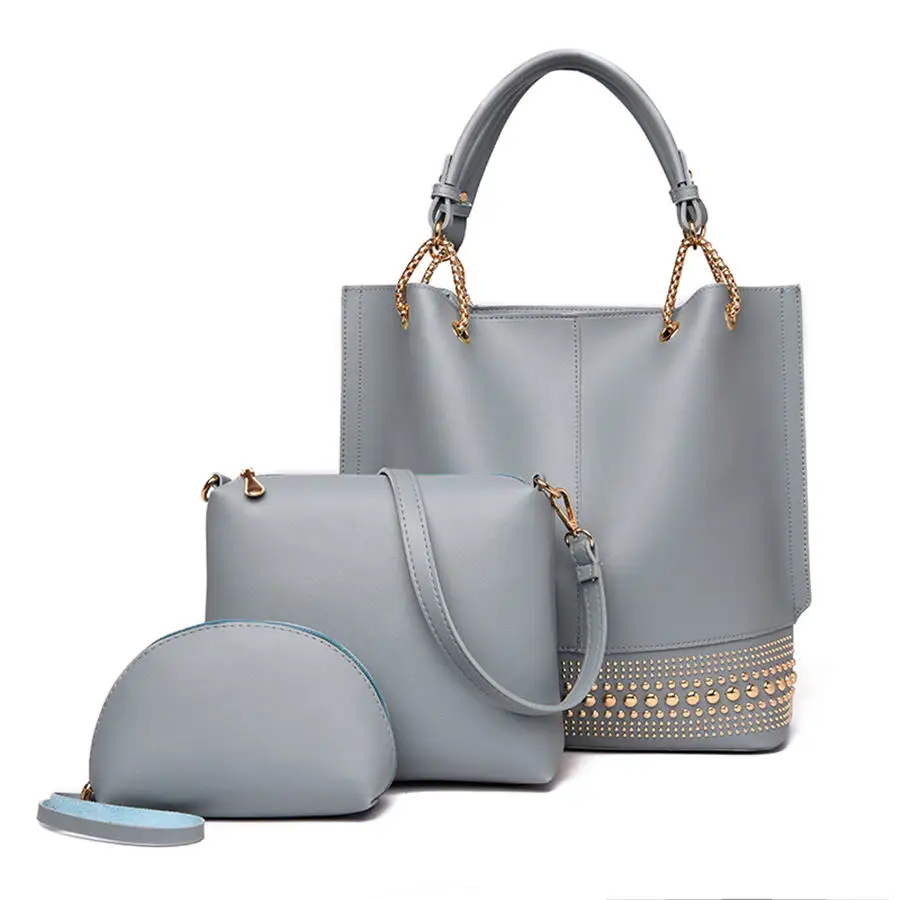 Women's Rivet Handbag 3 Pcs Set