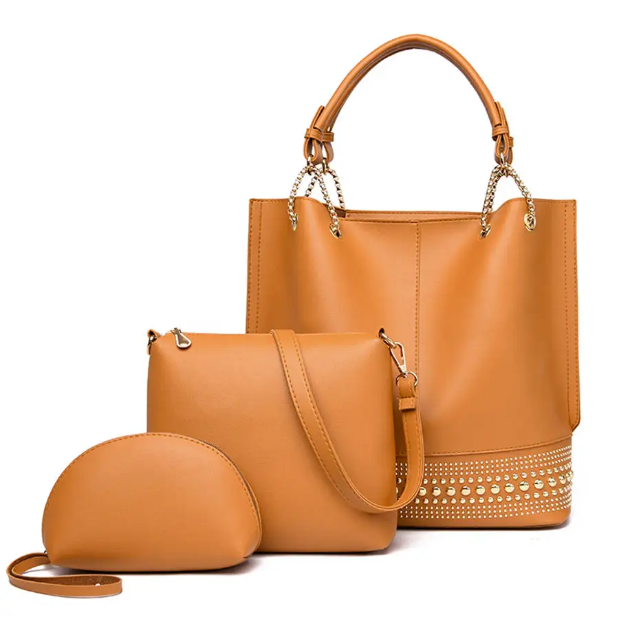 Women's Rivet Handbag 3 Pcs Set