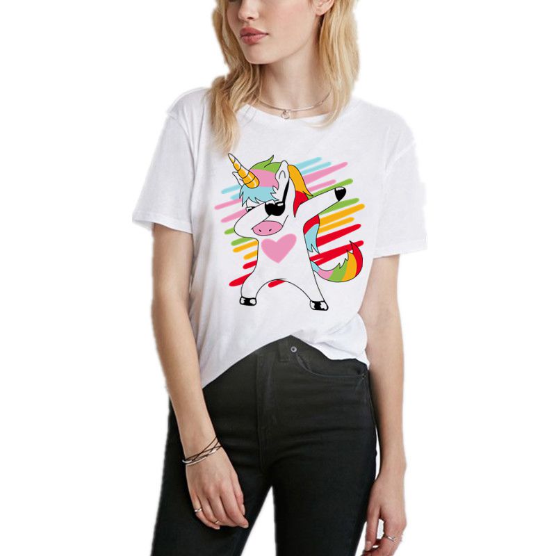 Women's Funny Unicorn Printed T-Shirt