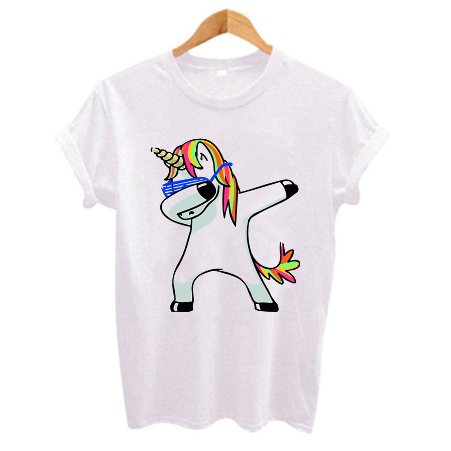 Women's Funny Unicorn Printed T-Shirt