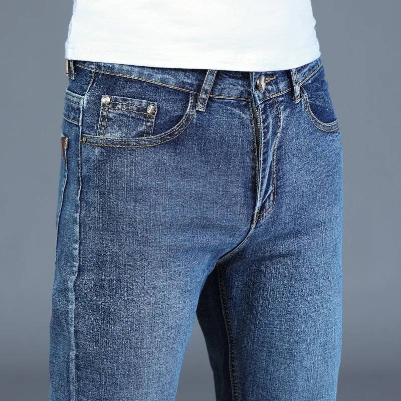 Men's Straight Blue Stretch Jeans