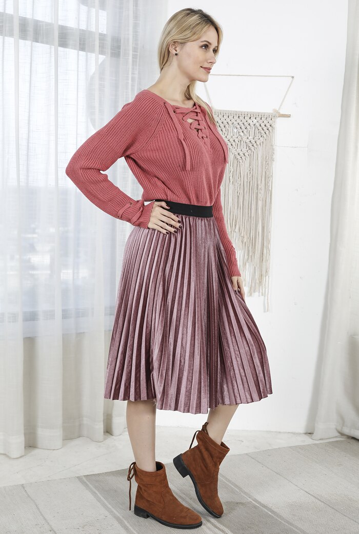 Women's Colorful Pleated Skirt