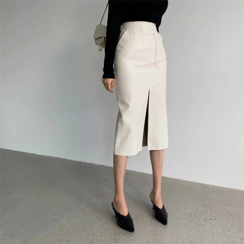 Women's PU Leather Pencil Skirt