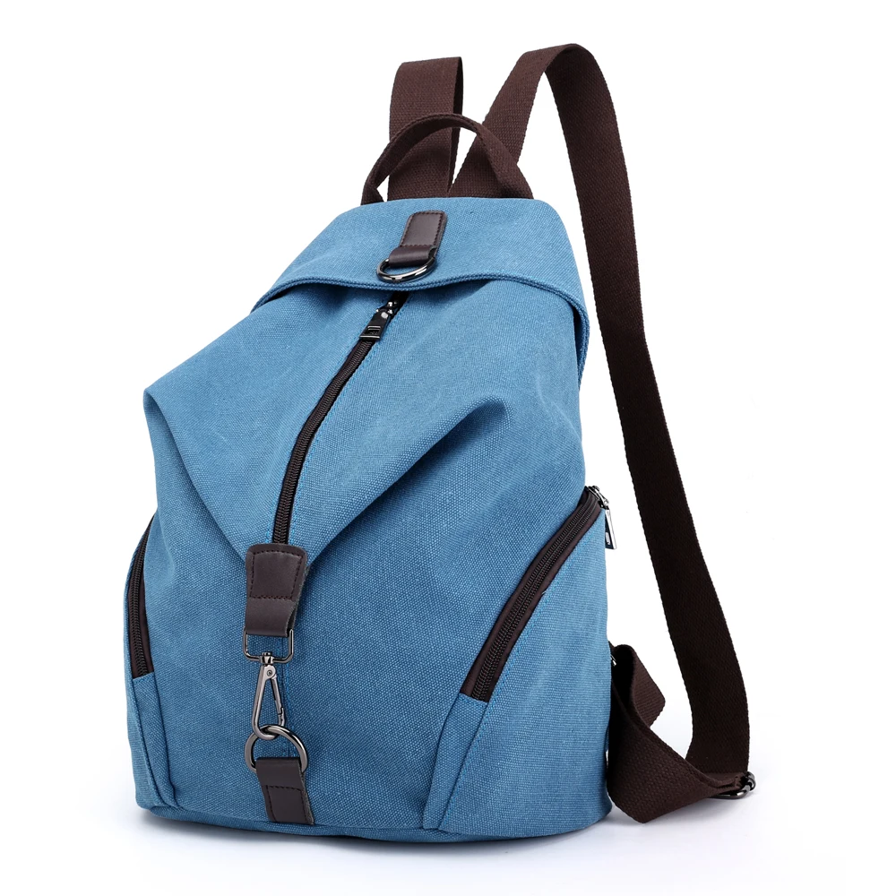 Women's Solid Color Canvas Backpack
