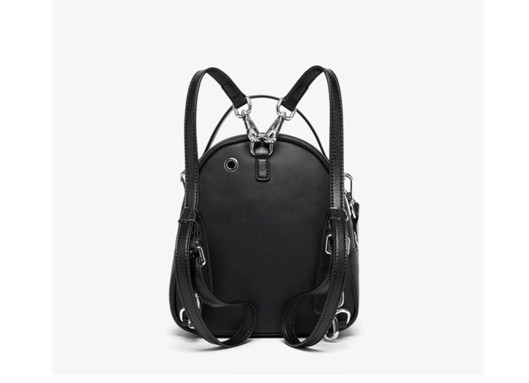 Women's Round Shaped Leather Backpack