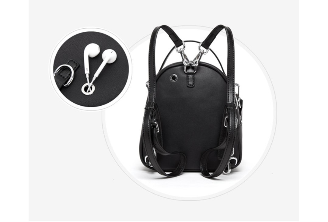 Women's Round Shaped Leather Backpack