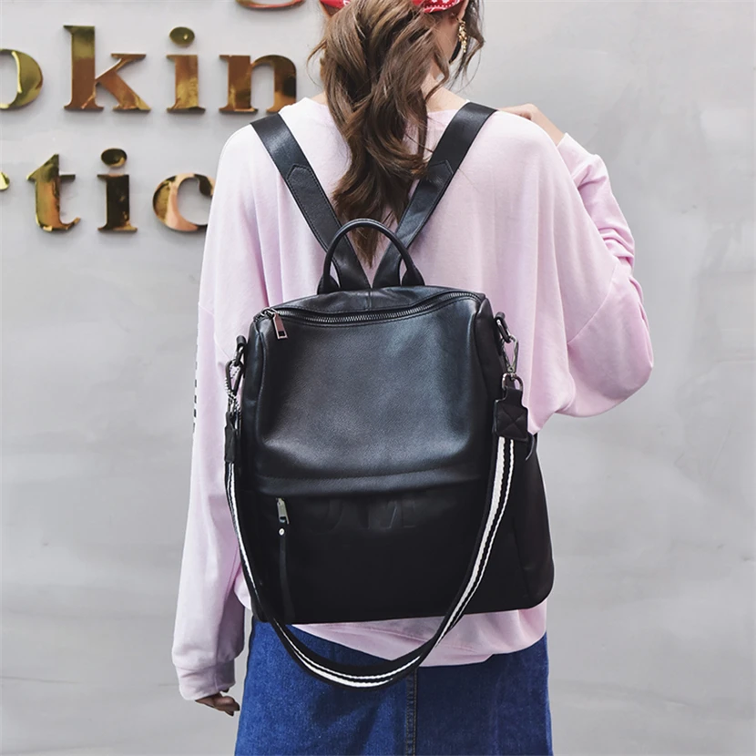 Women's Simple Leather Backpack